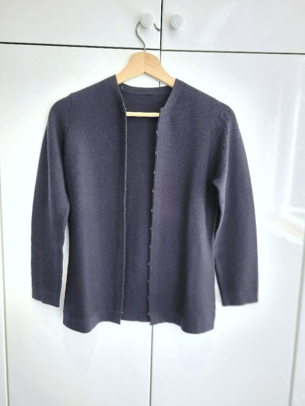 Marlowe Cashmere and Silk Minimalist Cardigan Navy Blue Size S